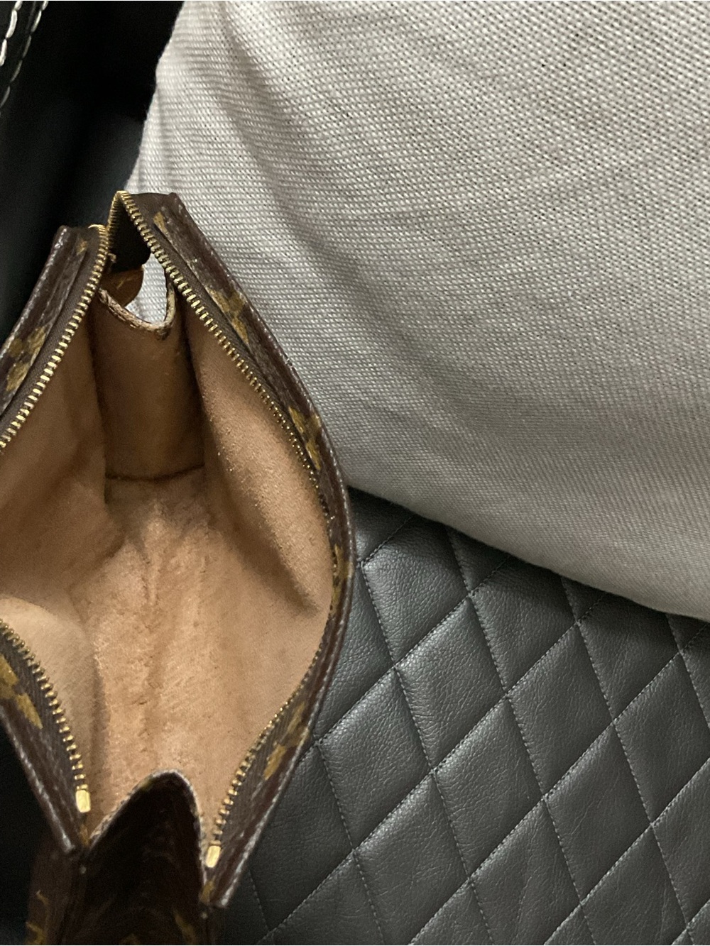 Louis Vuitton Brown Monogram Cosmetic Pouch with Tan Accents - Picture 6 of 9